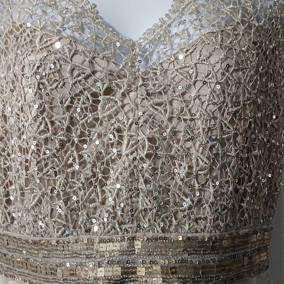 Kay Unger New York crochet sequin overlay mini classy dress Sz 6 - Picture 4 of 9